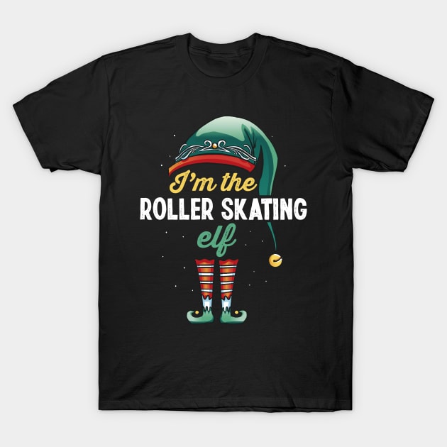 Roller Skating Elf Family Matching Christmas Gift T-Shirt by qwertydesigns